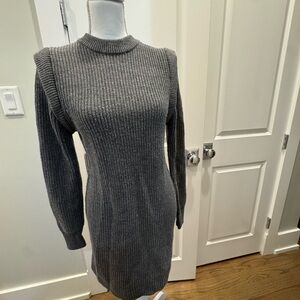 Wayf Gray Ribbed Mock Neck Sweater Dress